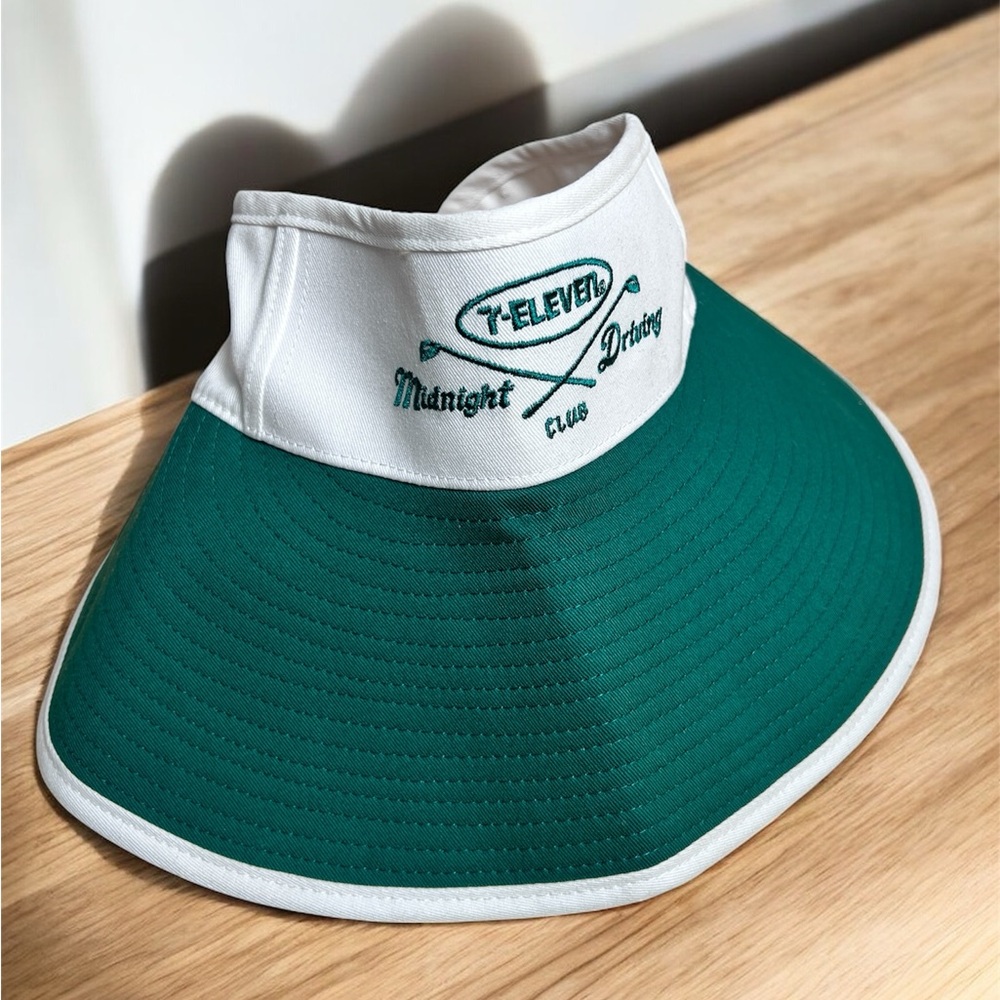 7-Eleven White Green Midnight Driving Golf Club Visor Cap Rare HTF Adjustable